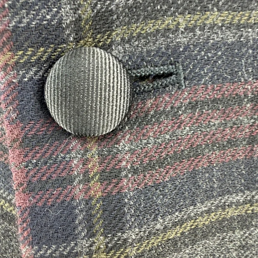 NEW Jos A Bank Plaid Tuxedo Dinner Jacket Satin Peak Lapel Burgundy Gray Men 42R